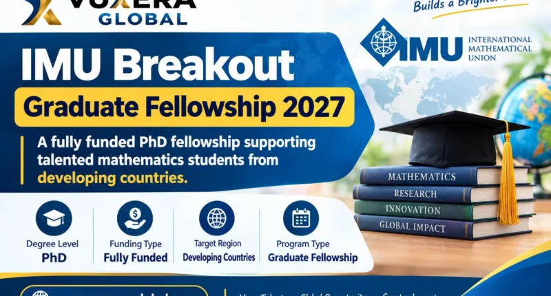 IMU Breakout Graduate Fellowship 2027 for PhD students in mathematical sciences
