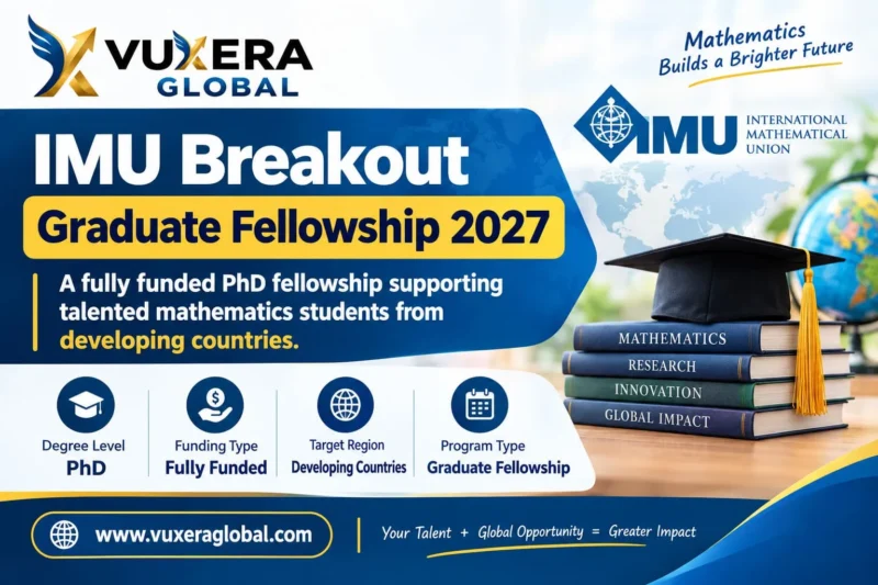 IMU Breakout Graduate Fellowship 2027 for PhD students in mathematical sciences